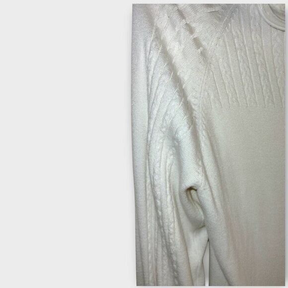 Nils Womens Sweater Sz Large White Ribbed Silver Zip TNeck - Picture 8 of 9